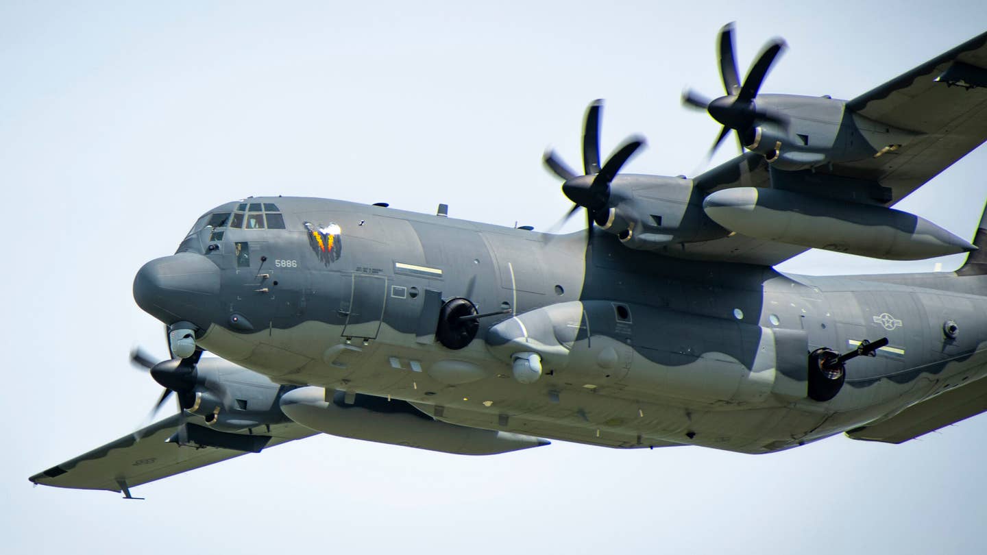 An AC-130J Ghostrider from the 4th Special Operations Squadron at Hurlburt Field, Fla., performs an aerial demonstration during EAA AirVenture Oshkosh 21 at Wittman Regional Airport, Wis., July 30, 2021. (U.S. Air Force photo by Senior Airman Miranda Mahoney)