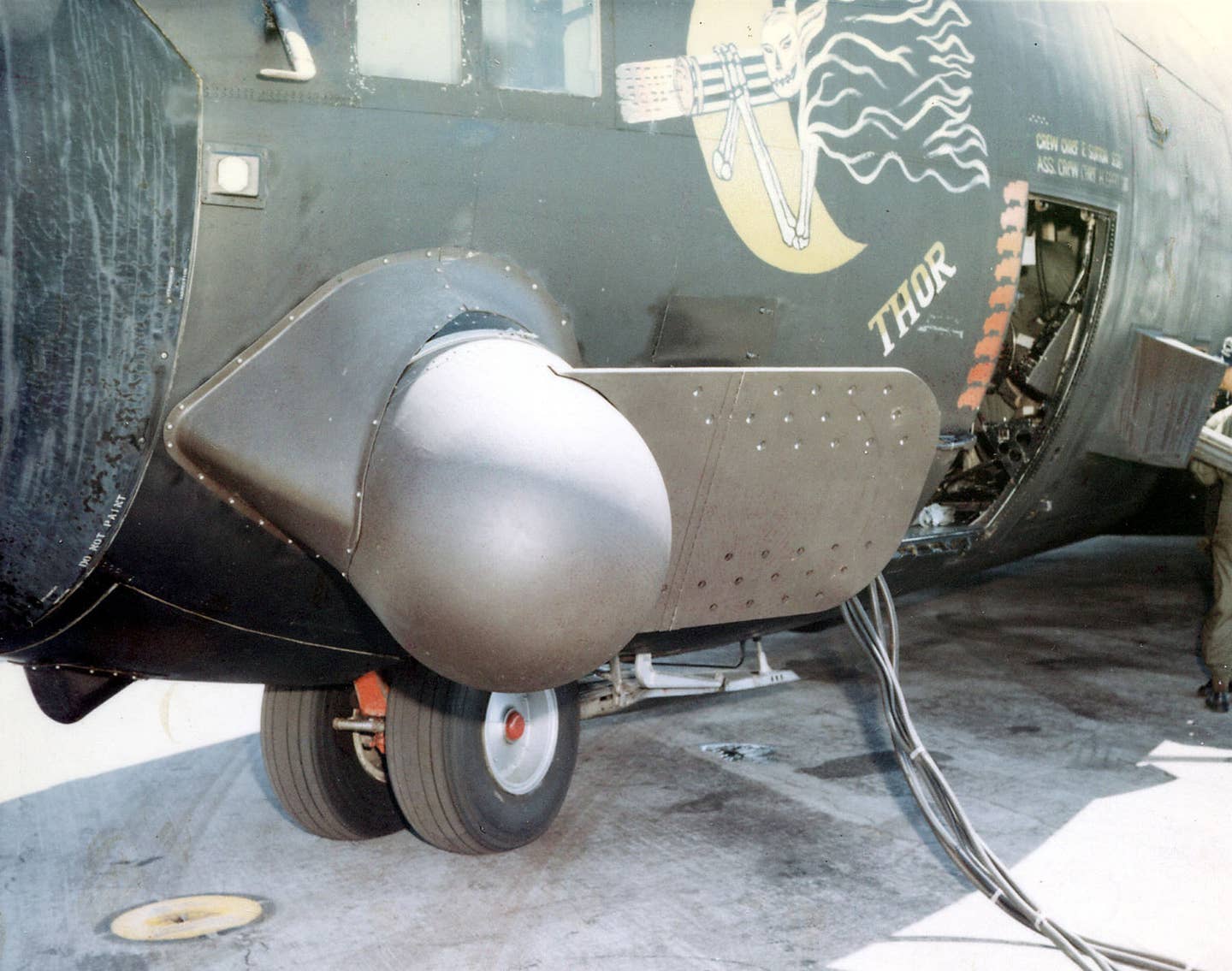 A Vietnam War-era picture showing the Black Crow sensor on an AC-130A gunship. <em>USAF</em>