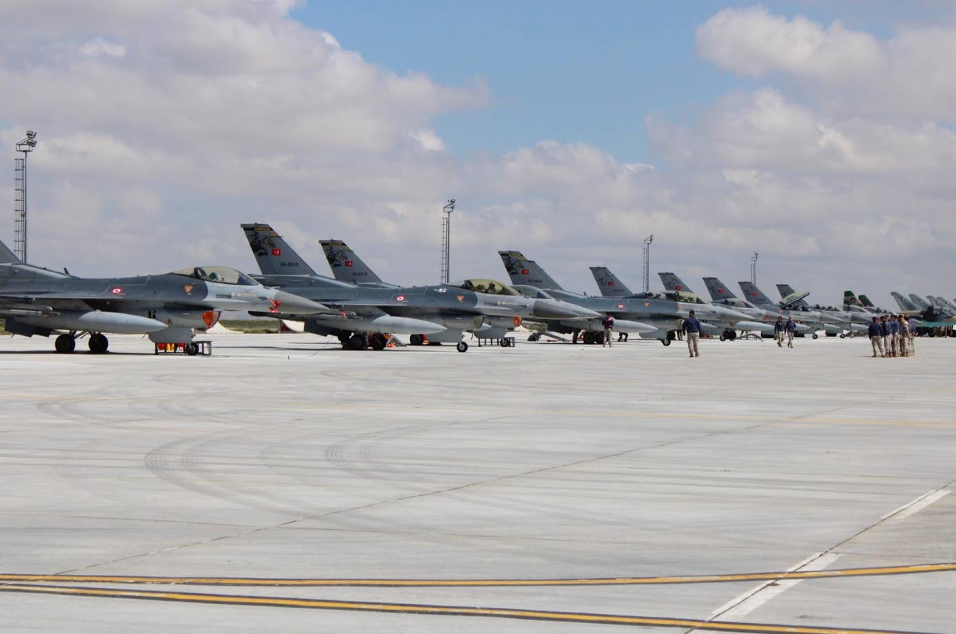 A line-up of Turkish Air Force F-16s. <em>Author's image</em>