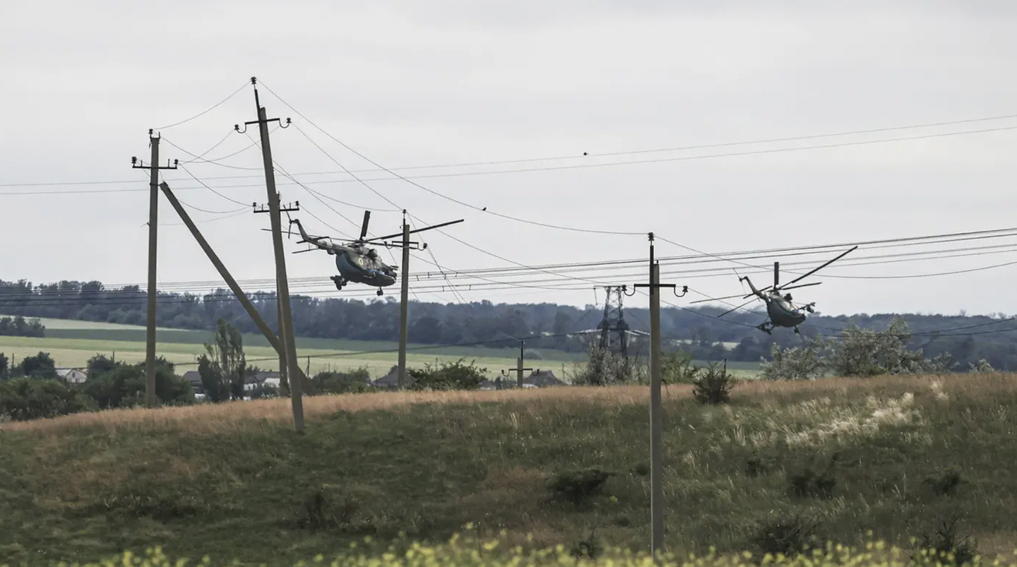 Ukrainian Mi-8 helicopters at low level.&nbsp;<em>Metin Aktas/Anadolu Agency via Getty Images</em>