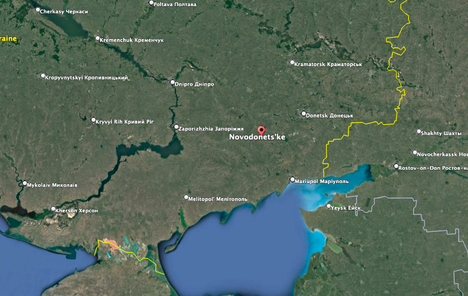 A Russian separatist commander says Ukraine has made gains in Novodonetske. (Google Earth image)