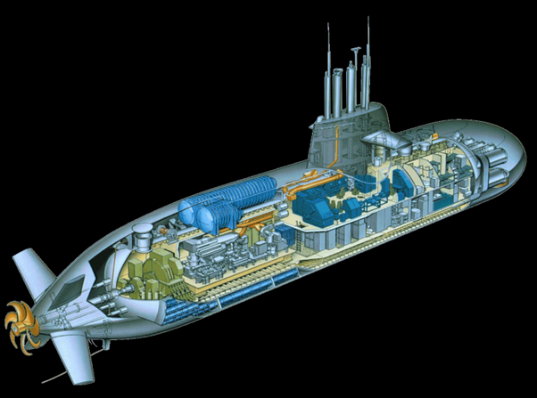 A cutaway of the Type 212A class submarine.<em> Source: Submarine Training Center</em>