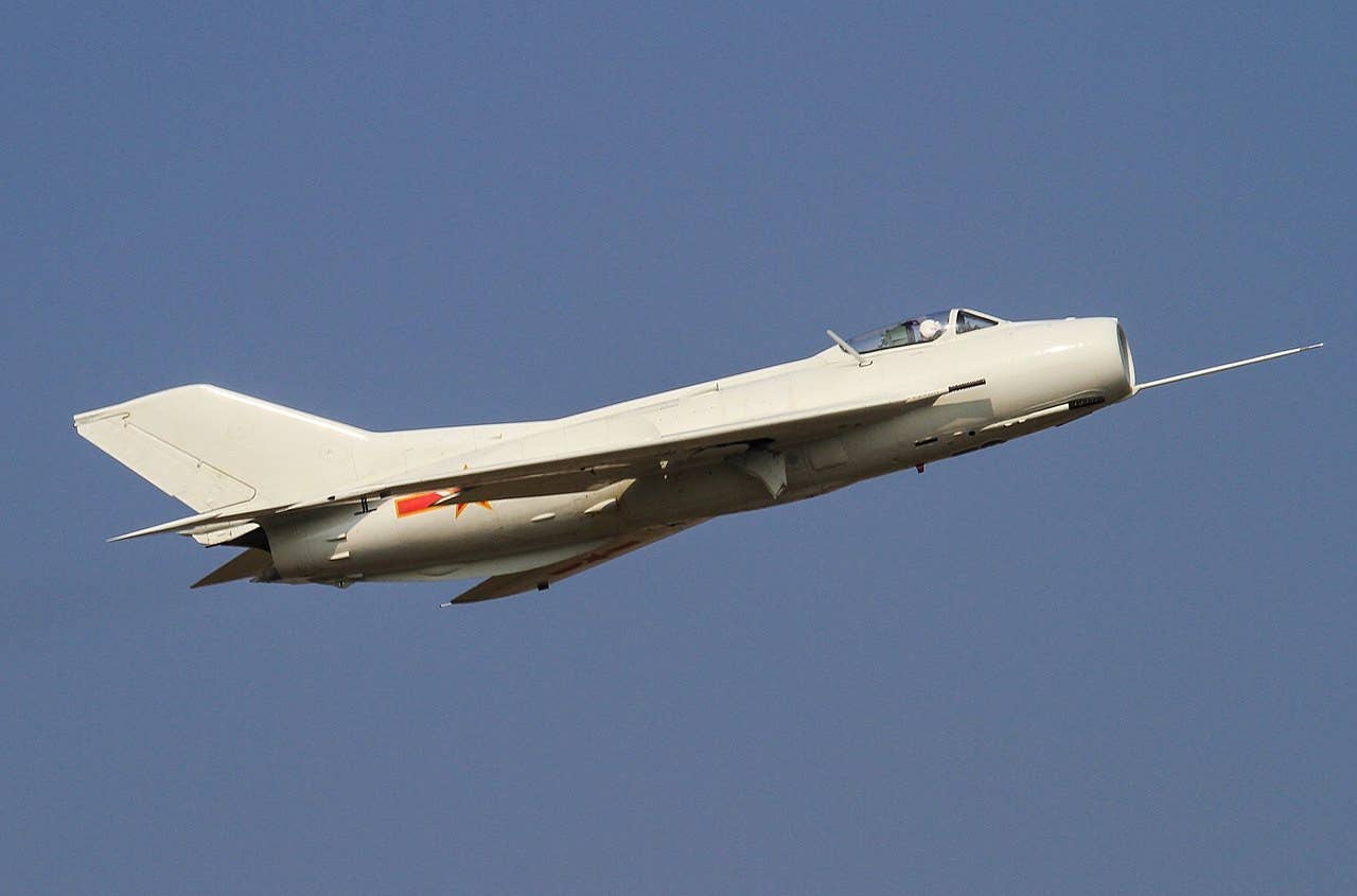 A Chinese J-6 fighter jet. The U.S. Air Force worked with Taiwanese authorities to exploit one of these aircraft in 1978. <em>Alert5 via Wikimedia</em>