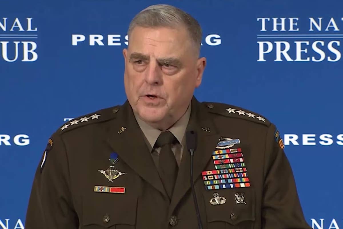 Chairman of the Joint Chiefs of Staff U.S. Army Gen. Mark Milley speaks at the National Press Club in Washington, D.C., on June 30, 2023. <em>DOD</em>