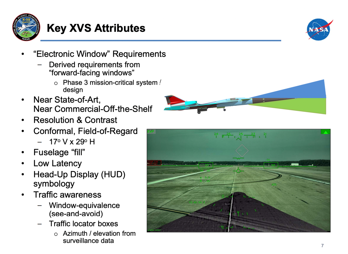 A slide from a NASA presentation showing key features of the XVS. <em>NASA</em>
