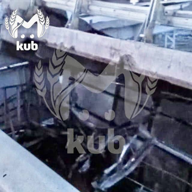 A gaping hole in the Kerch Bridge roadway. (via Grey Zone Telegram channel)