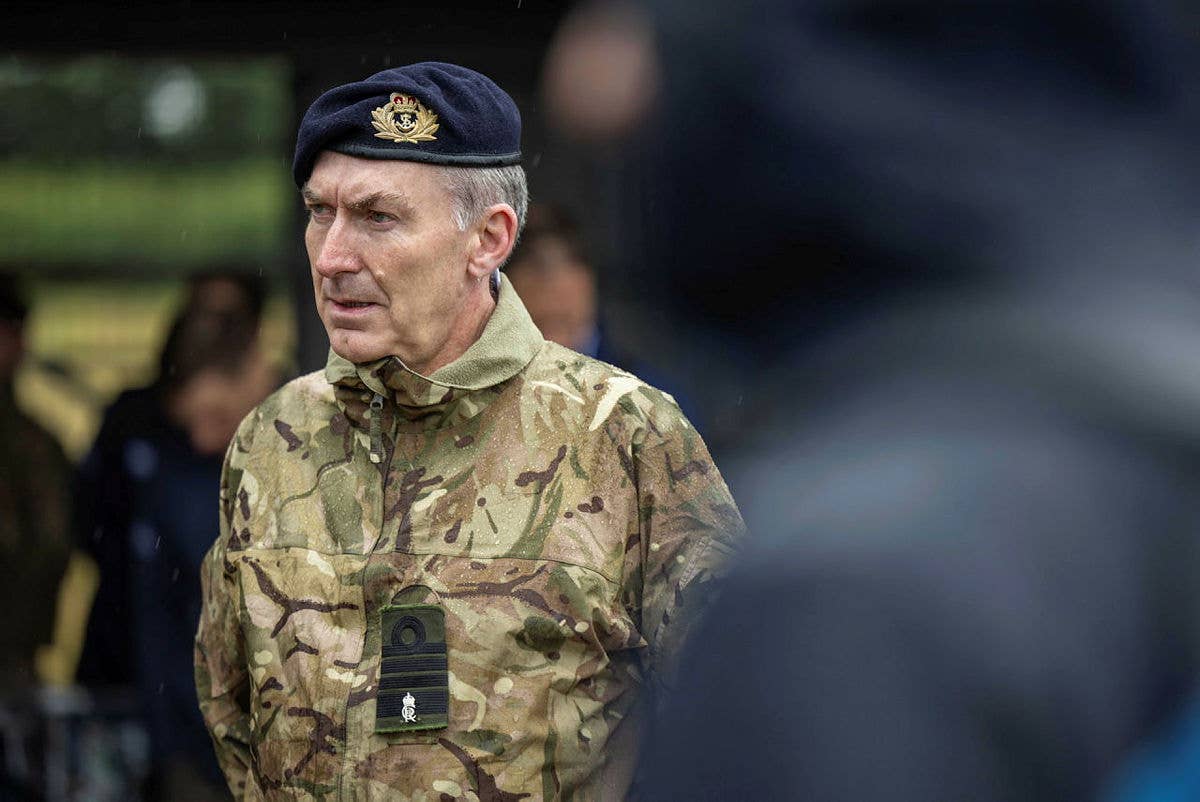 U.K. Chief of Defense Staff, Admiral Sir Tony Radakin, seen at Lulworth Range on July 14, 2023. <em>Crown Copyright</em>