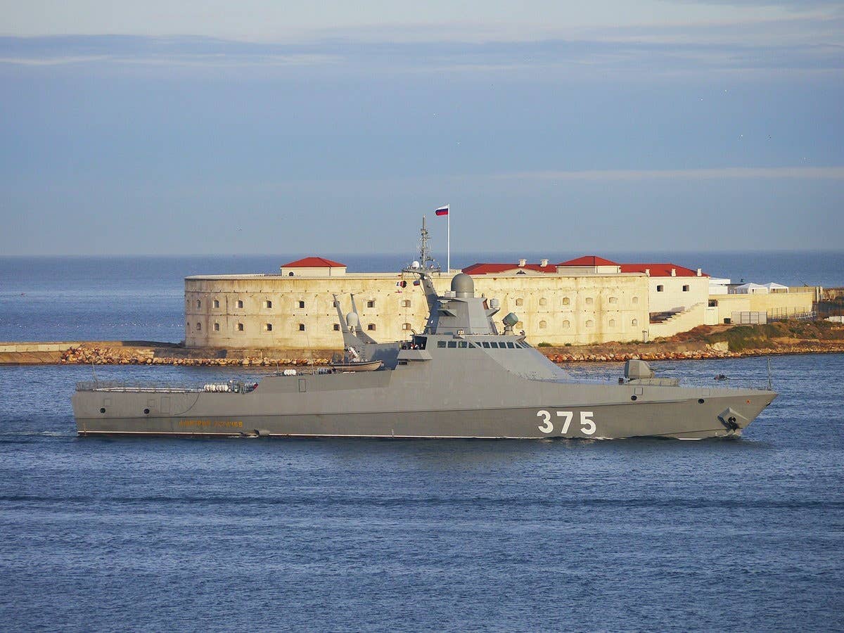 <em>Dmitriy Rogachyov</em>, the sister vessel of the <em>Sergey Kotov</em>, entering the port of Sevastopol in 2019. <em>Ministry of Defense of the Russian Federation</em>