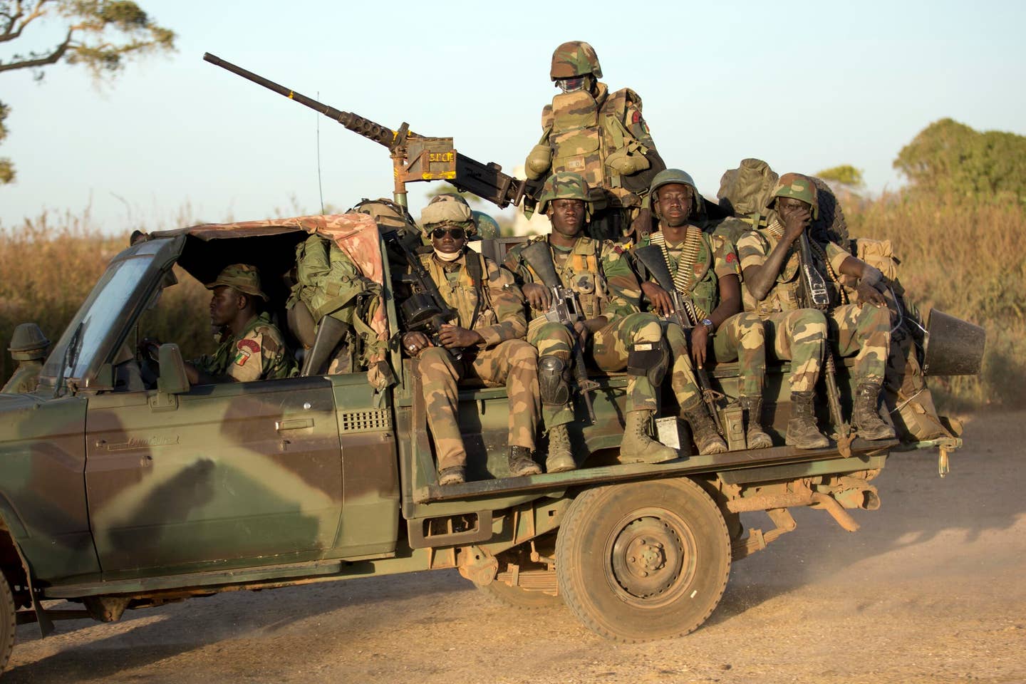 ECOWAS Senegalese troops hold their position in Barra, across from the Gambian capital Banjul Jan. 22, 2017.  (AP Photo/Jerome Delay, File)