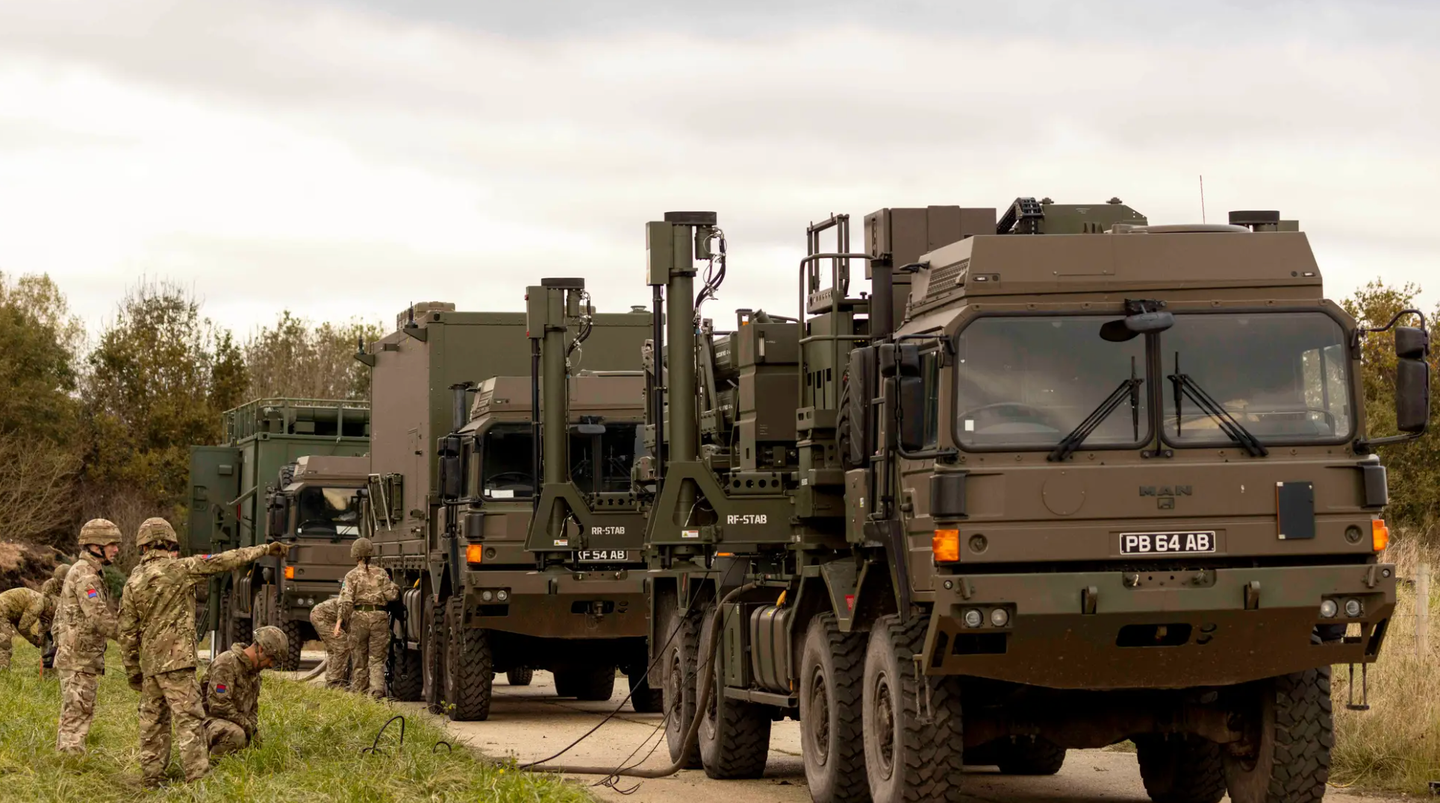 The different components of the British Army Sky Sabre system are mounted on 8x8 MAN trucks.&nbsp;<em>Crown Copyright</em>