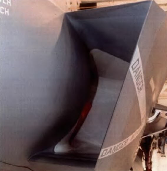 As part of the investigation, an F-35B intake blank was deliberately positioned at a point where most of it was around the first turn in the duct, leaving only a small corner of the blank visible from outside. <em>Crown Copyright</em>