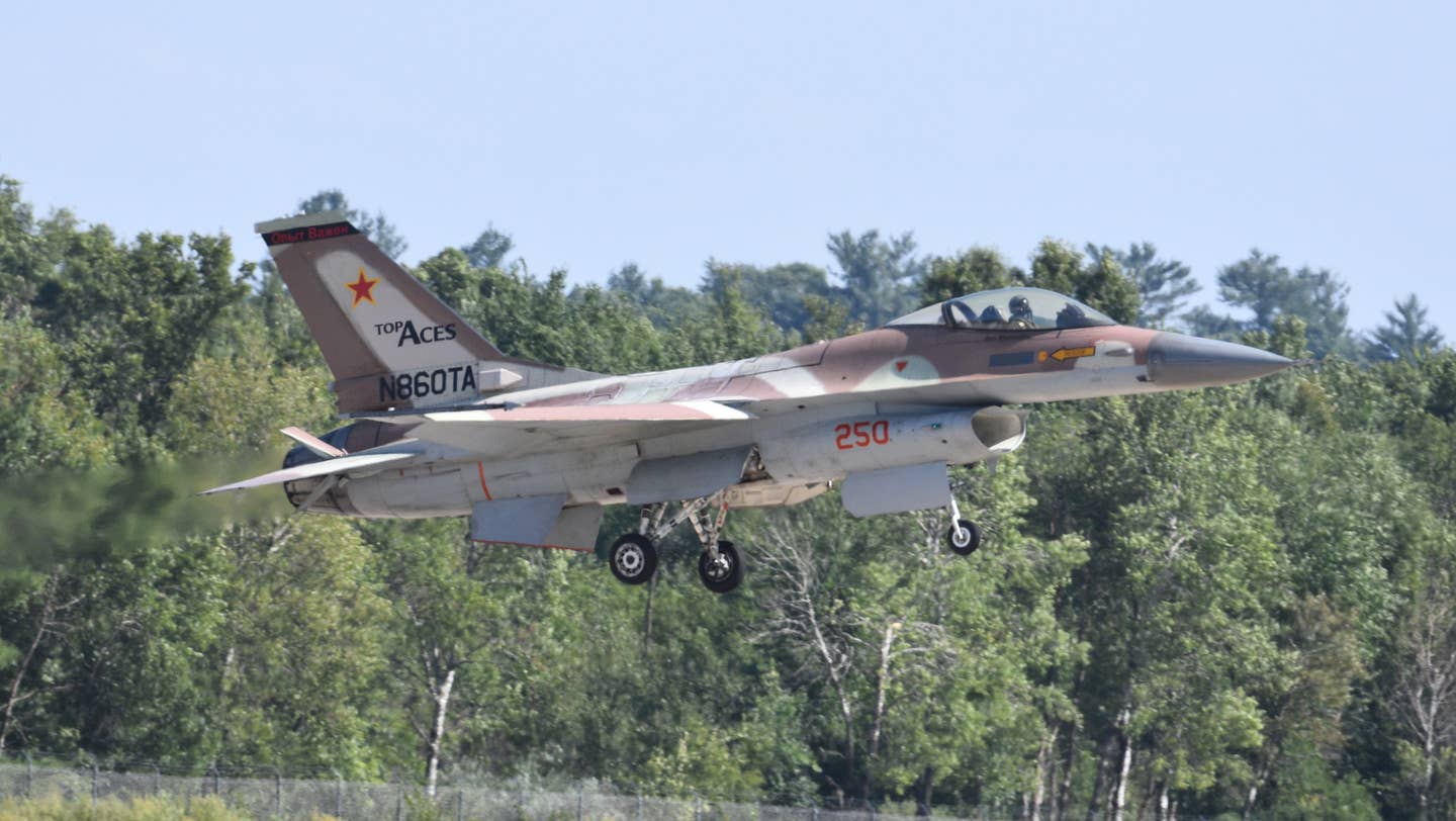 One of Top Aces' F-16s participating in Northern Lightning 2023. <em>Andy Laurent</em>
