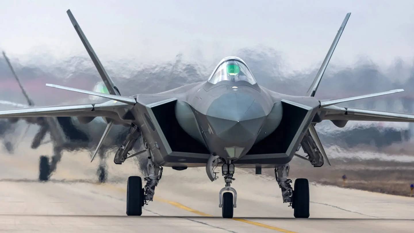 People’s Liberation Army Air Force J-20 stealth fighters. <em>PLAAF</em>