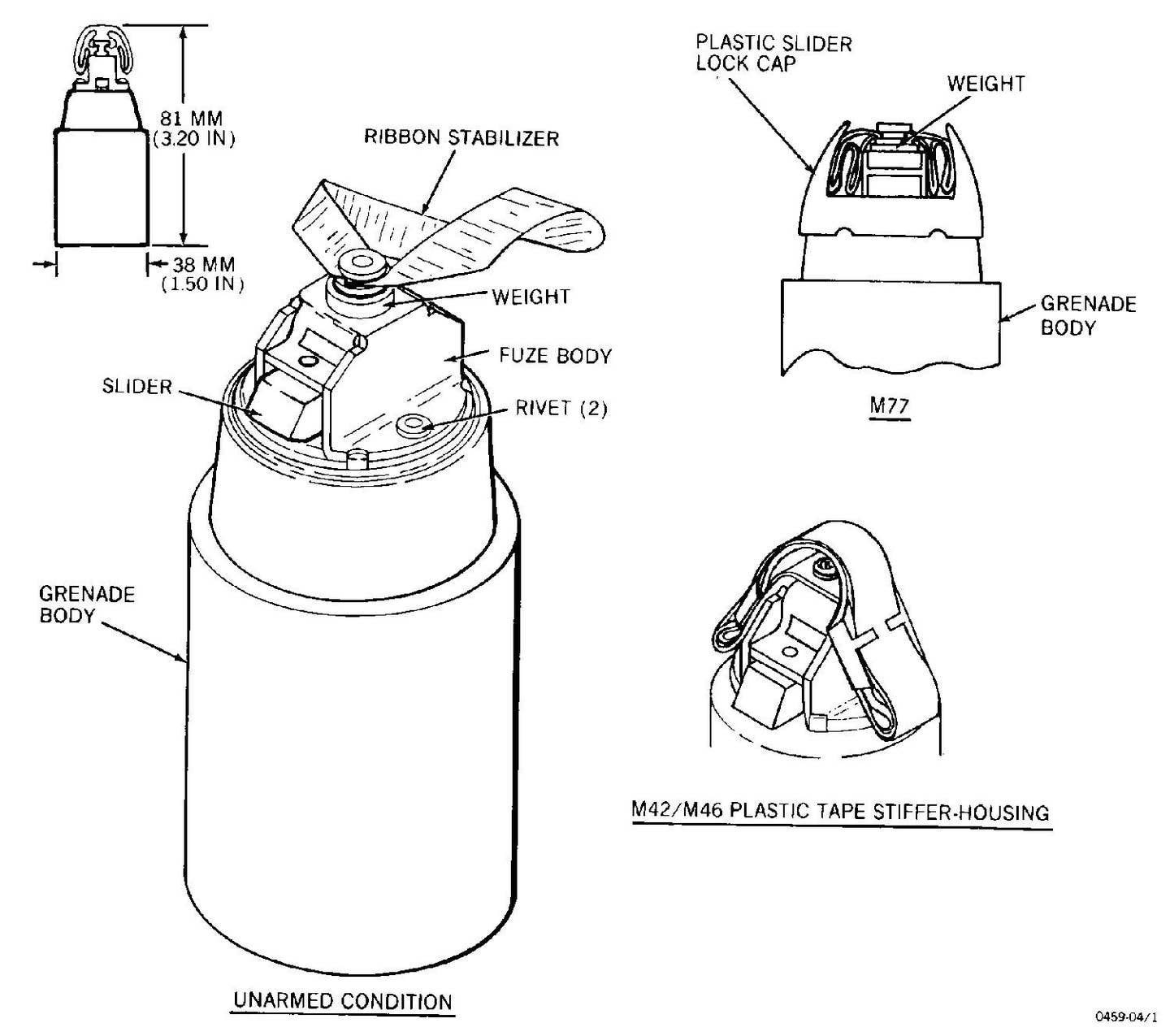 A graphic showing various features of M42/M46 submunitions in their unarmed state. <em>DOD</em>