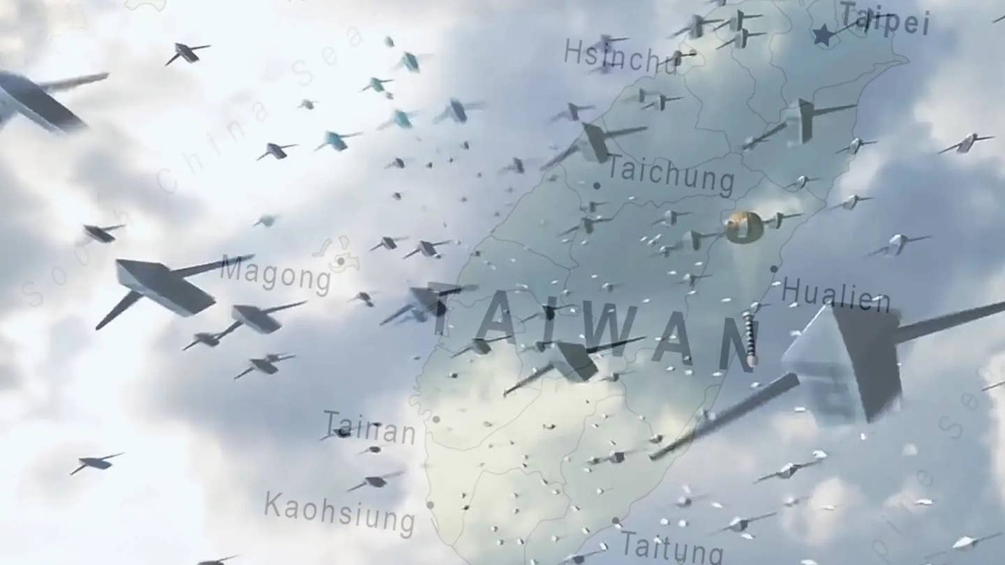 Repeated war gaming shows that large networked swarms of drones that can cover vast areas would be critical to winning a brawl over the Taiwan Strait. <em>USAF/CDC</em>