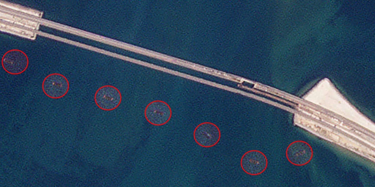 Satellite images provided by Planet Labs shows Russia has sunk vessels to protect the Kerch Bridge from Ukrainian uncrewed surface vessel attacks.