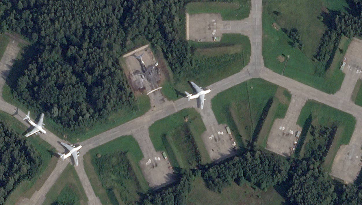 Another fully burned out Il-76 is seen at the base. <em>PHOTO © 2023 PLANET LABS INC. ALL RIGHTS RESERVED. REPRINTED BY PERMISSION</em>