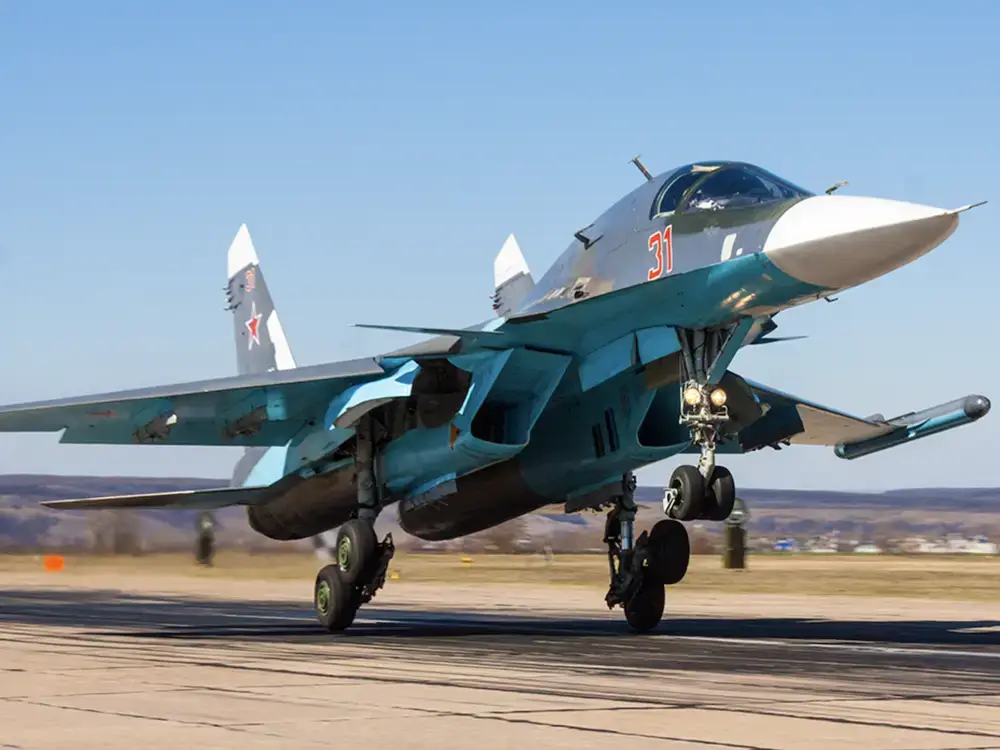 An Su-34 heading down the runway.<em> Russian MOD</em>