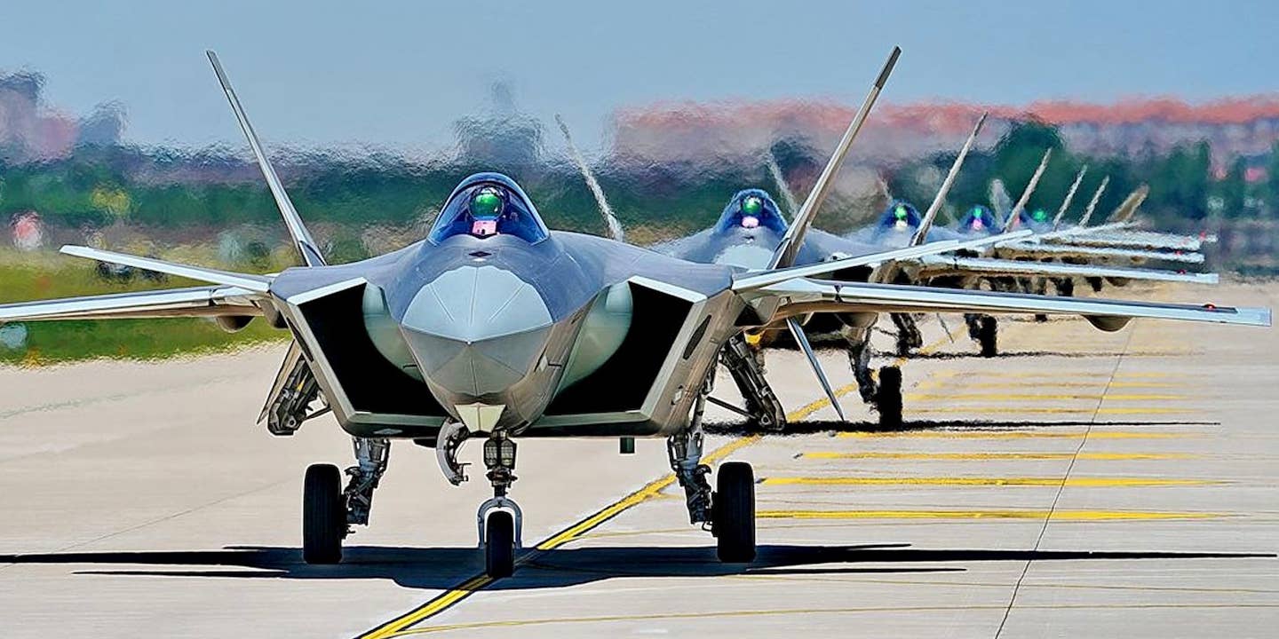 Chinese J-20 aircraft on the runway