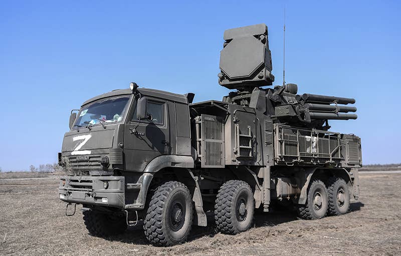 Russian Pantsir-S1 surface-to-air missile system. (Ukrainian military photo)