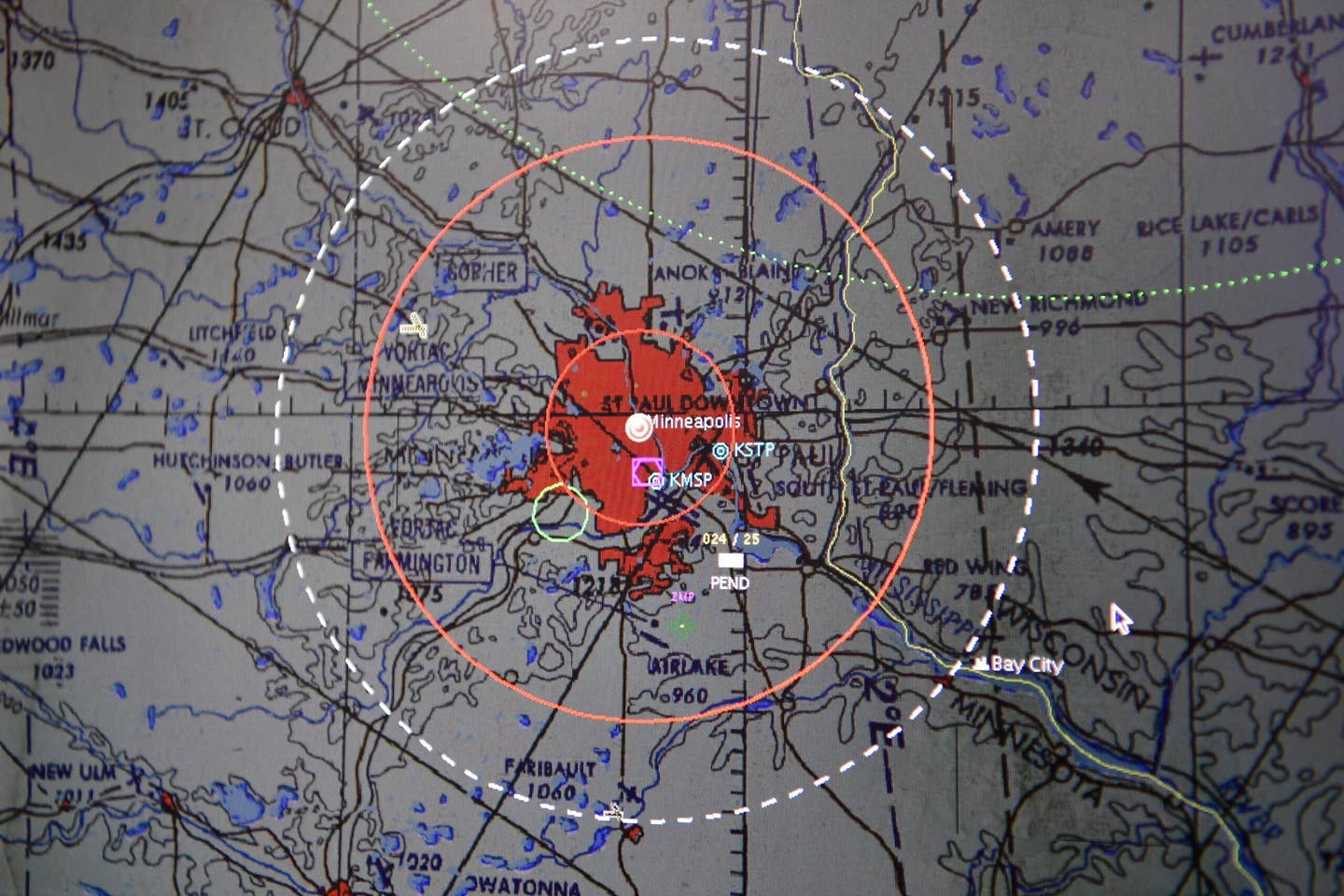 The Western Air Defense Sector’s Battle Control System-Fixed illustrates the Federal Aviation Administration’s temporary 30-mile radius flight restricted area around U.S. Bank Stadium for Super Bowl LII in Minneapolis. The BCS-F is a modern real-time battle management command and control system. Fielded at the North American Aerospace Defense Command's Air Defense Sectors, BCS-F provides NORAD commanders with a highly interoperable and reliable platform in support of the nation's homeland defense air mission. (U.S. Air National Guard photo by Kimberly D. Burke)