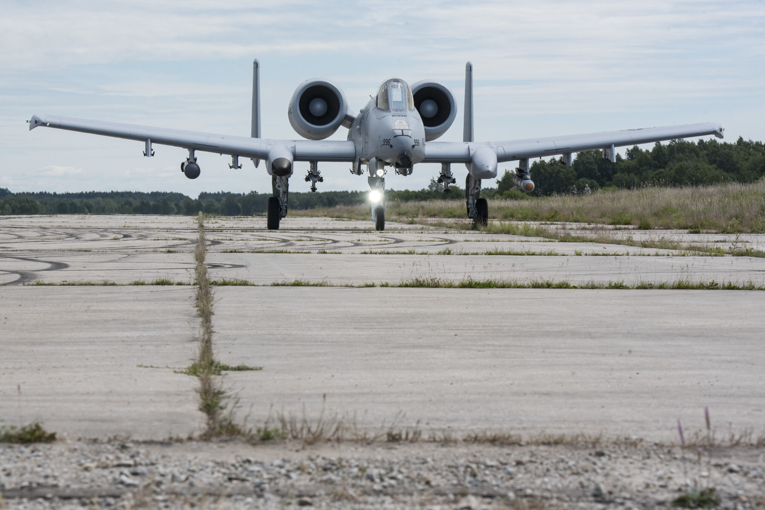 U.S. Air Force A-10 Thunderbolt II, assigned to 107th Fighter Squadron, Selfridge, Mich., practice landing on a un-operational, austere runway in Haapsalu, Estonia, during Saber Strike 18 June 7, 2018. This event tests and demonstrates USAF capability to perform unimproved surface operations invaluable to pilots and combat controllers in preparation for effective responses, while training with NATO's enhanced Forward Presence (eFP) battlegroups. (U.S. Air National Guard photo by Staff Sgt. Bobbie Reynolds)