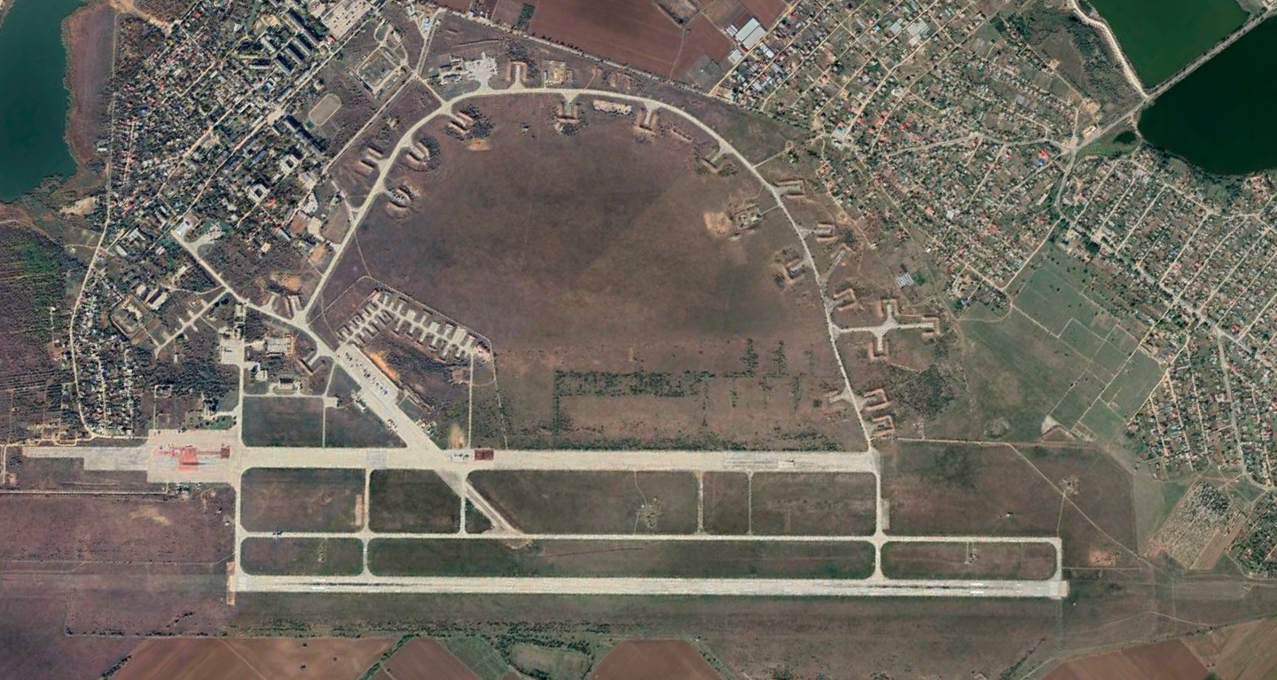 A satellite view of Saki airbase dated October 2021. <em>Google Earth</em>