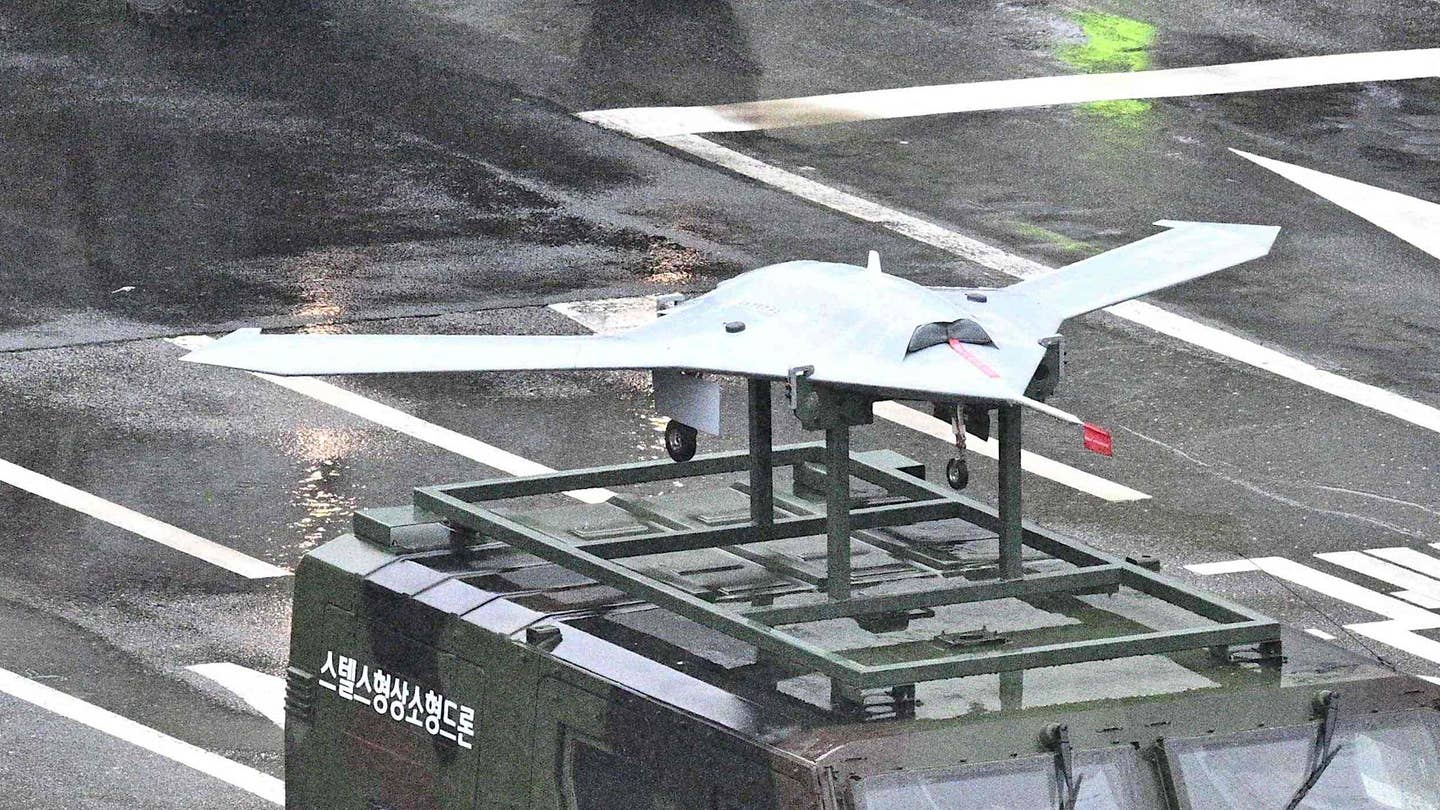 Stealthy flying wing drones were a notable feature at a huge military parade in South Korea's capital Seoul on September 26, 2023.