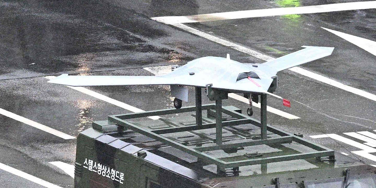 Stealthy flying wing drones were a notable feature at a huge military parade in South Korea's capital Seoul on September 26, 2023.