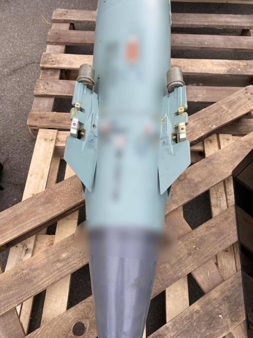 One of the missiles placed on a pallet. (Ukrainian National Police photo)