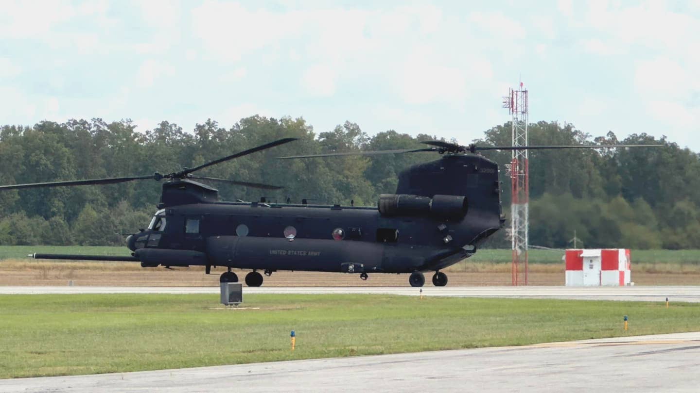 A 160th Special Operations Aviation Regiment MH-47G Chinook at Pryor Field Airport. <em>Pryor Field Airport Authority</em>