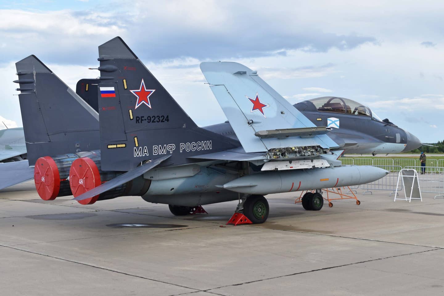 Naval variant of the second generation MiG-29, with the NATO codename ‘Fulcrum-D’. <em>Alan Wilson via Wikimedia Commons, CC-BY-SA-2.0</em>