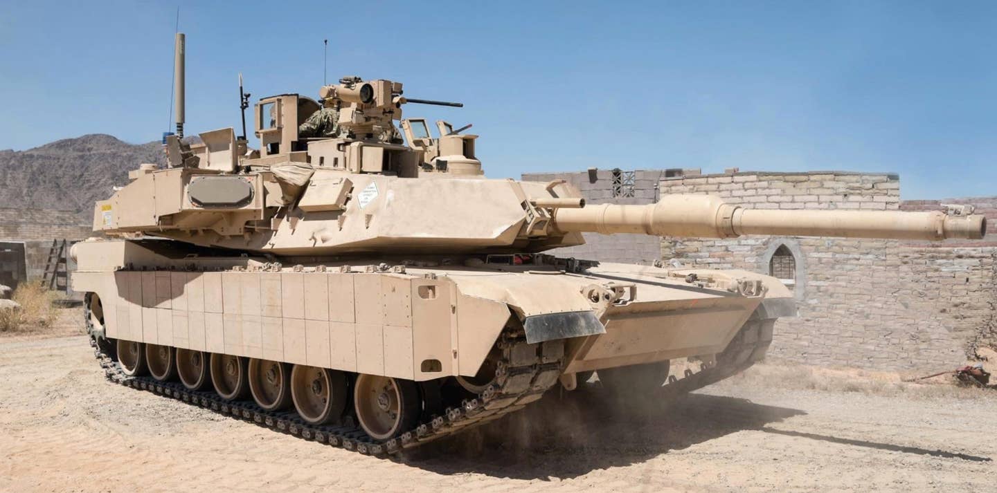 An M1 Abrams tank equipped with the Trophy active protection system. <em>US Army via Leonardo</em>