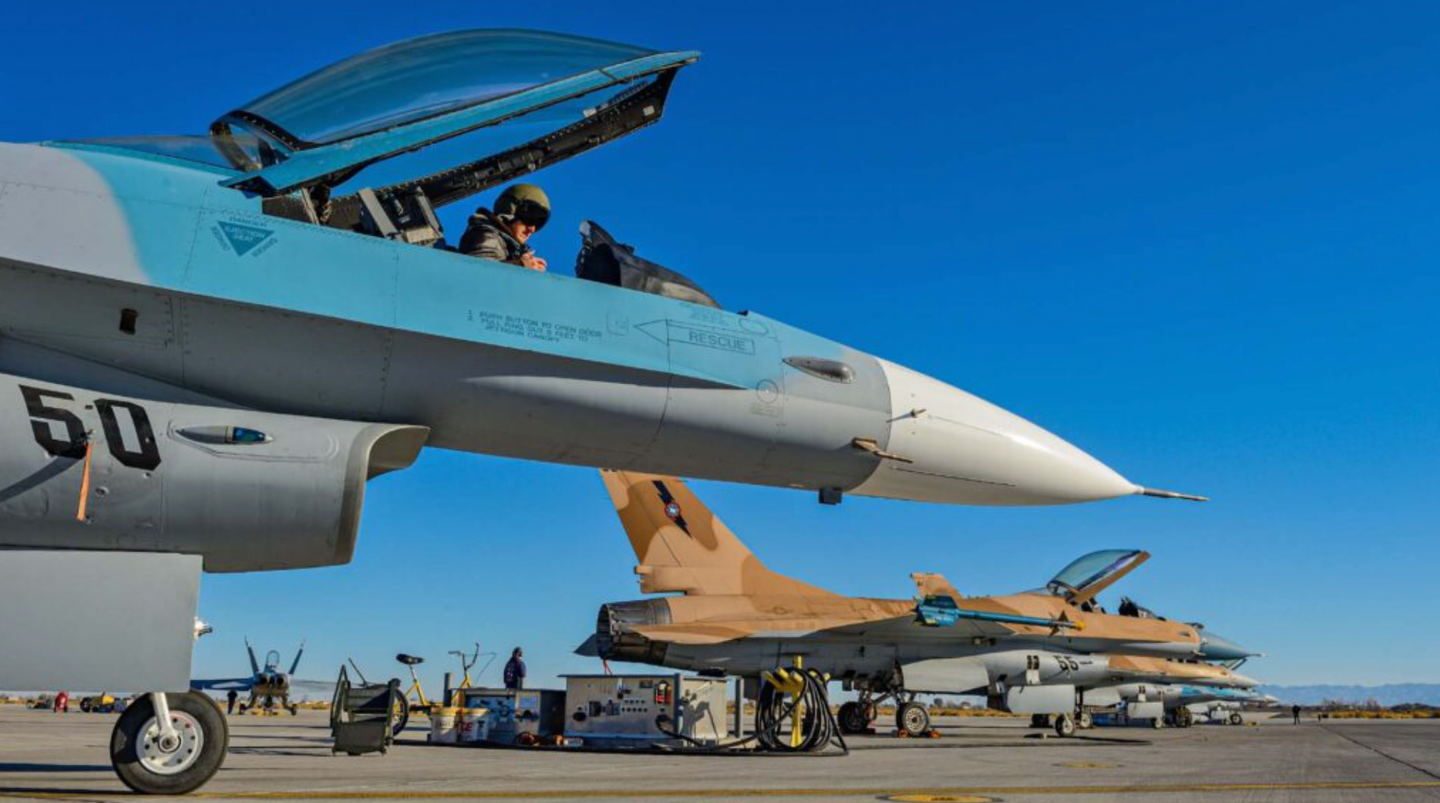 The once-embargoed F-16A/Bs have played a prominent role in Navy adversary support at NAS Fallon for many years. Now, the force is now being expanded and significantly upgraded with the arrival of F-16C/Ds. <em>Jamie Hunter</em>