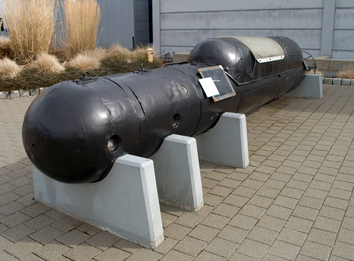 An Italian Maiale manned torpedo from World War II, at the U.S. Navy Submarine Force Museum and Library, Groton, Connecticut. <em>https://www.flickr.com/photos/divemasterking2000</em>