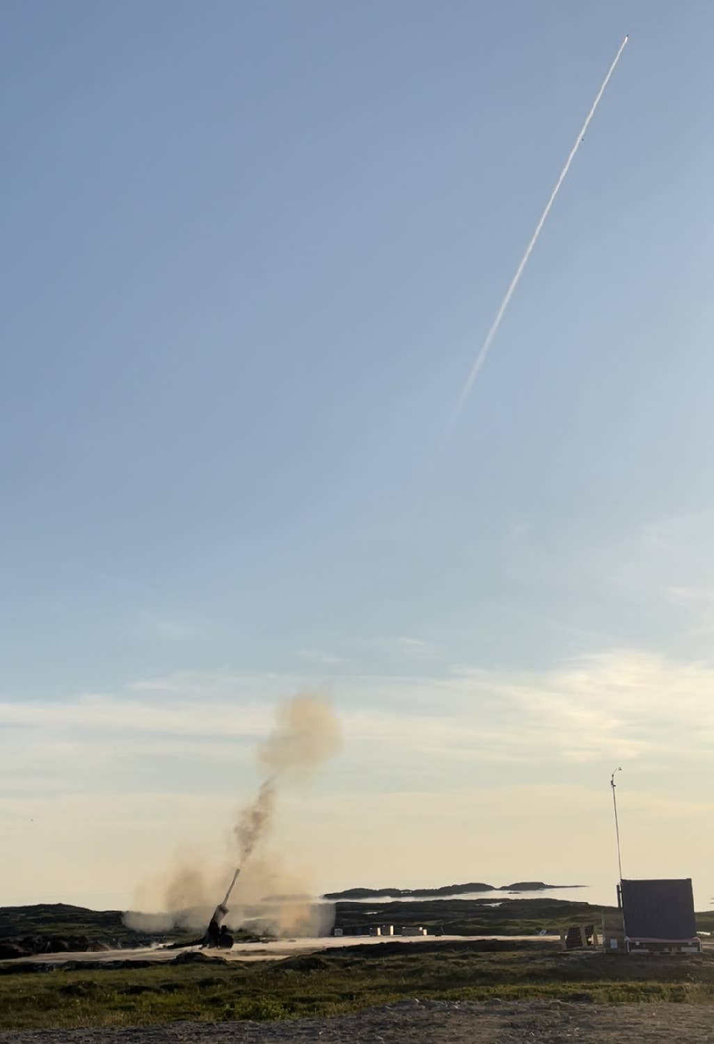 A picture Boeing and Nammo released after the 2022 test of the Ramjet 155 shell, which took place at the Andøya Test Center in Norway. <em>Boeing</em>