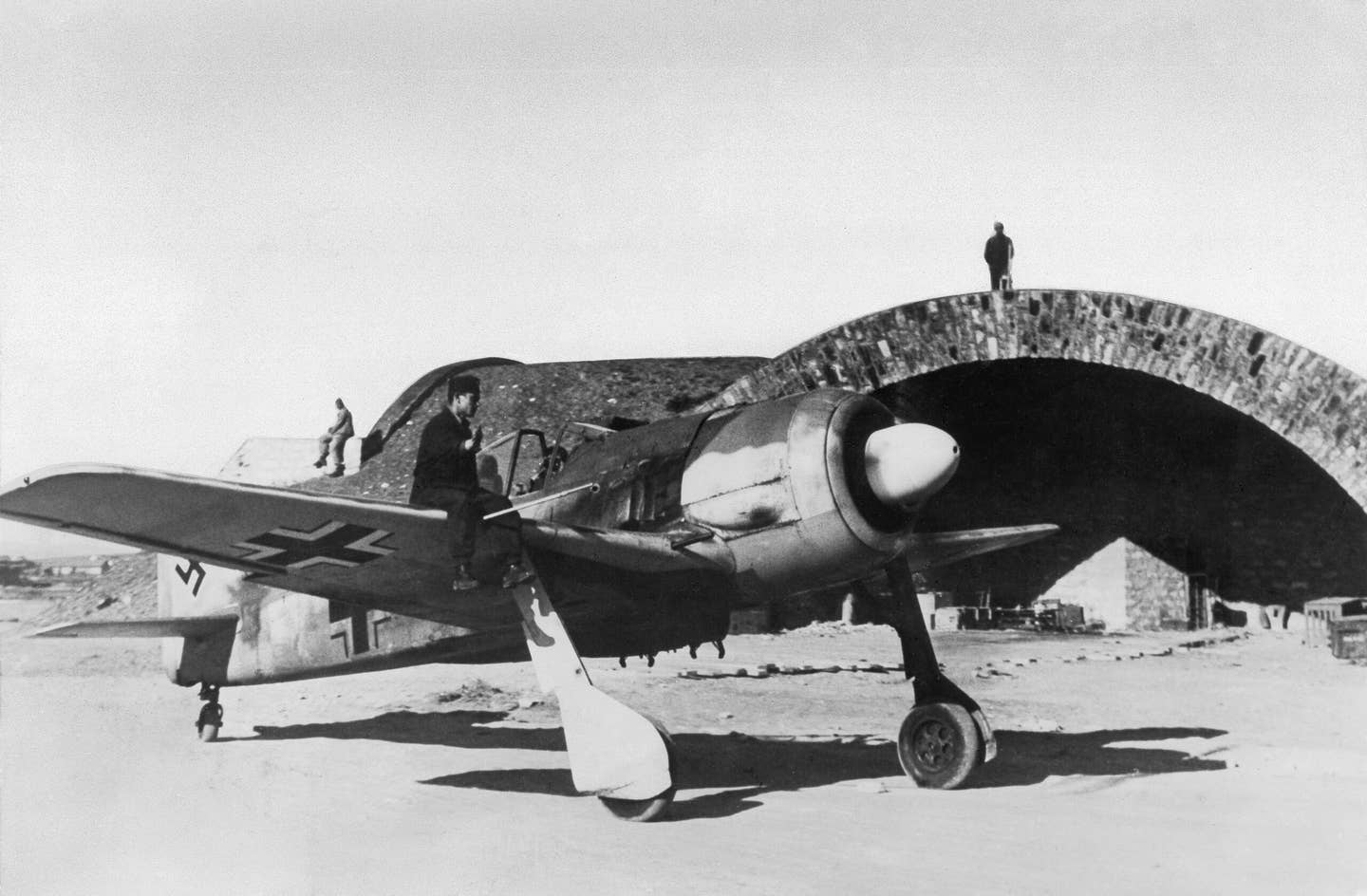 A Luftwaffe Focke-Wulf Fw 190 at its airbase. As of mid-1942, this was the most potent German fighter in large-scale service and a major threat to the RAF. <em>Photo by Weltbild/ullstein bild via Getty Images</em>