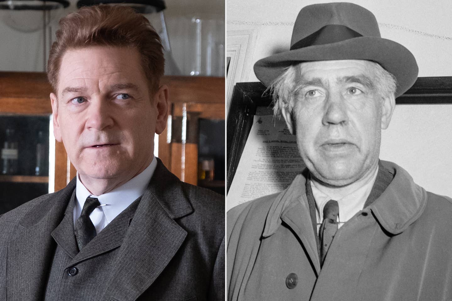 Kenneth Branagh as nuclear physicist Niels Bohr, and the man himself, known to the British Special Operations Executive as the ‘Great Dane.’ <em>via the author</em>