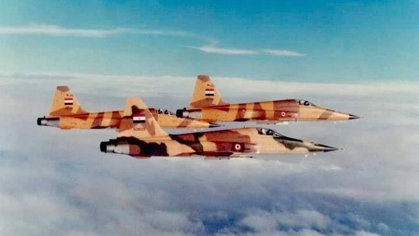 F-5 light fighters fly in formation