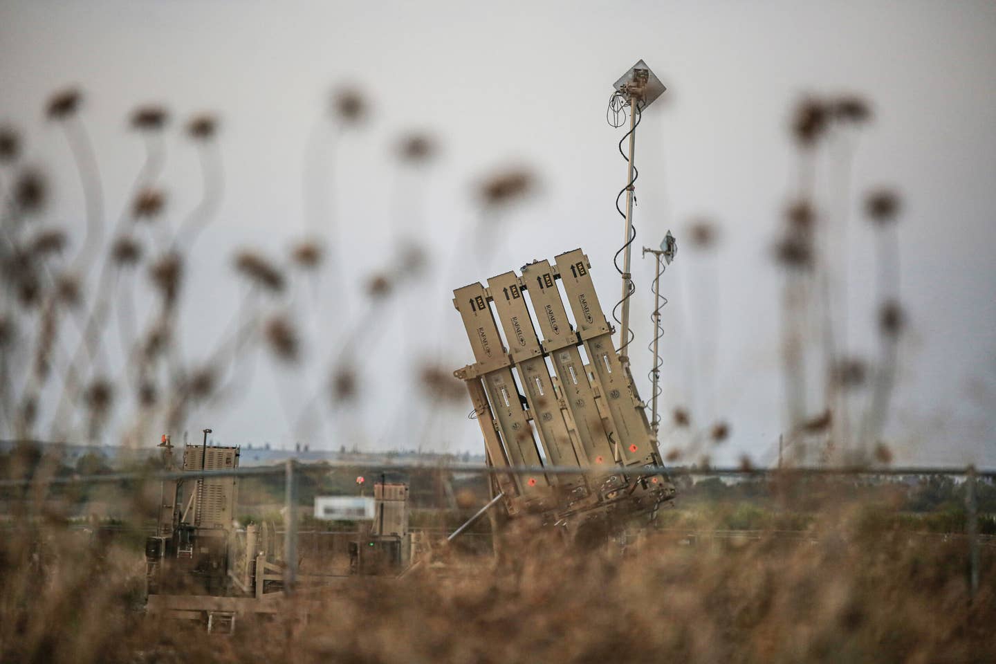 A general view of an Israel Iron Dome air defense system, deployed to intercept rockets launched from Gaza City, over the southern city of Sderot. <em>Photo by Saeed Qaq/SOPA Images/LightRocket via Getty Images</em>