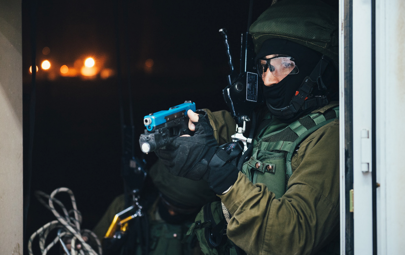 Israeli special operations commando trains for hostage rescue at an urban warfare complex. (IDF)