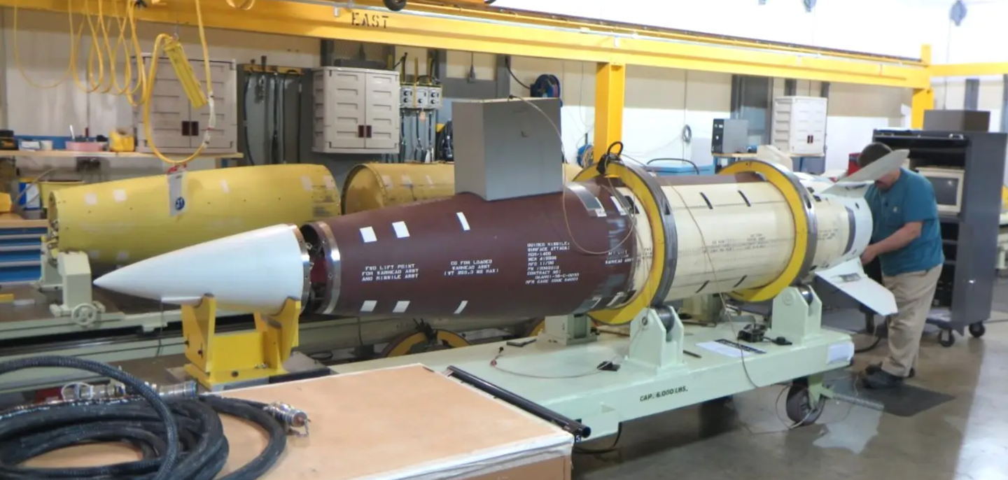 Work is conducted on a U.S. Army ATACMS missile.&nbsp;<em>U.S. Department of Defense</em>