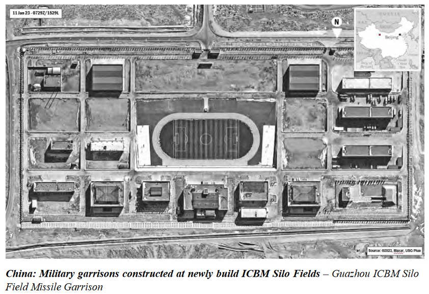 Another satellite image included in last year's U.S. military China report showing a garrison within the new silo fields in Guazhou. This is another indication that these fields are closer to becoming operational, at least to some degree, if they aren't already. <em>DOD</em>