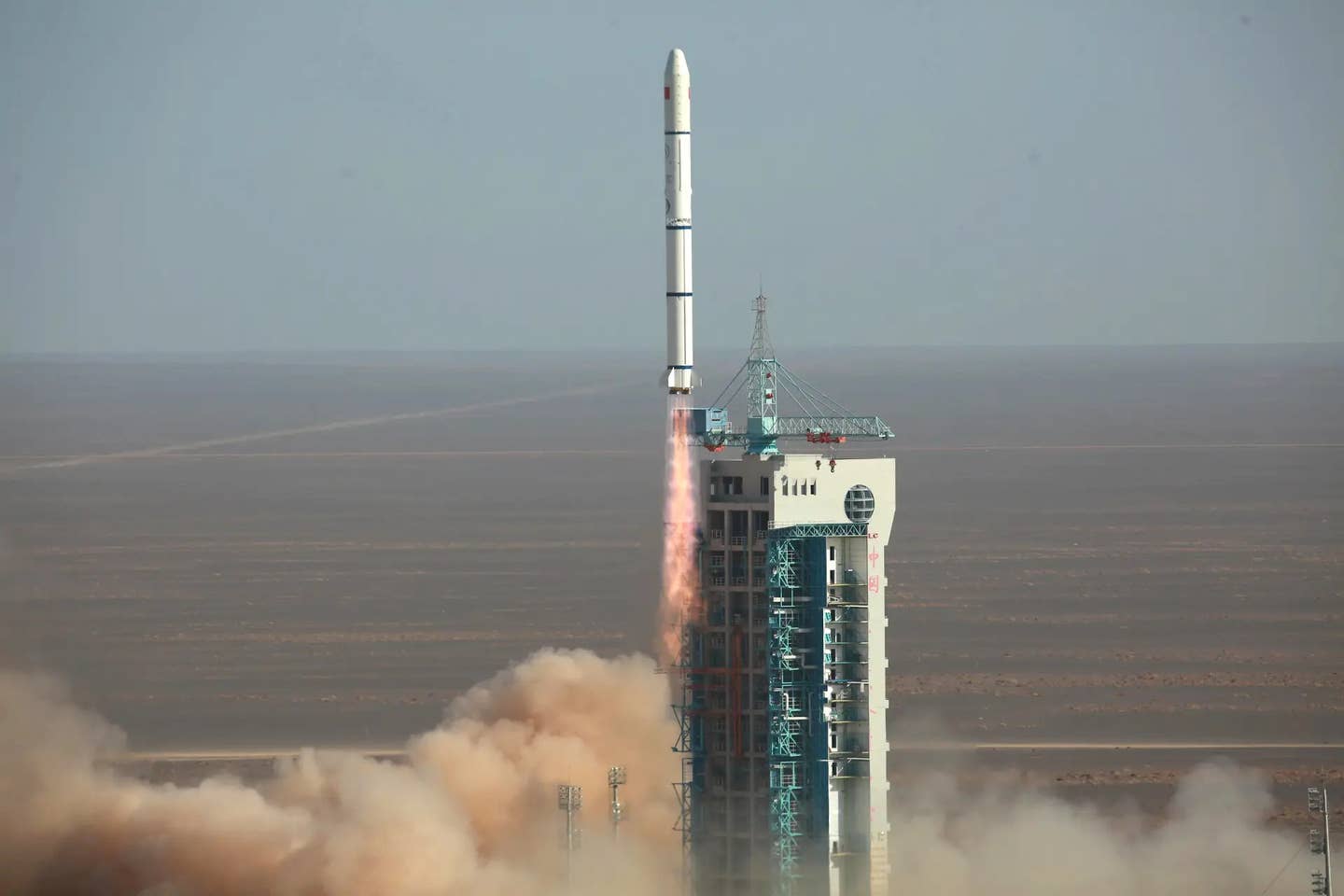 Long March 2C space launch rockets, like the one seen here, have reportedly been used in at least two test launches of China's fractional orbital bombardment system. The Long March 2C is notably derived from the DF-5 ICBM. <em>CCTV News</em>