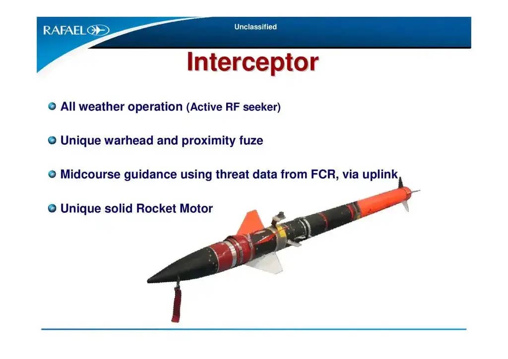 A general overview of the Tamir interceptor used in the Iron Dome system. <em>Rafael</em>