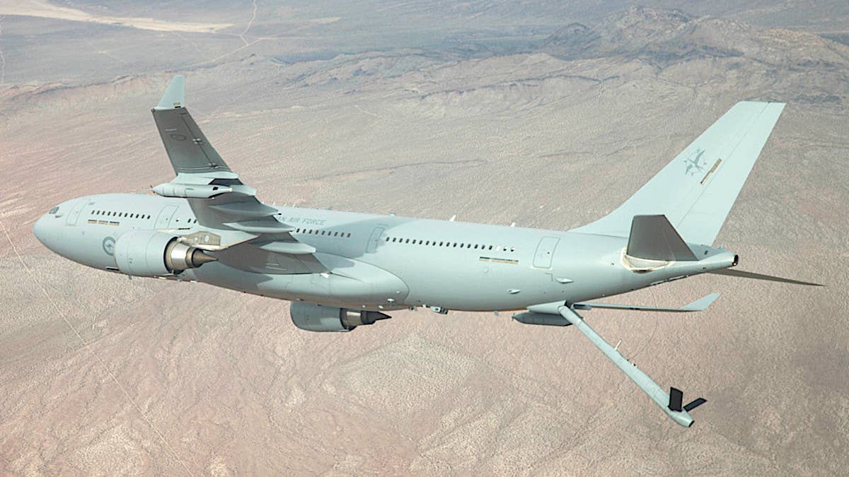 A Royal Australian Air Force KC-30 tanker, an A330 MRTT variant similar to one that Airbus and Northrop Grumman previously pitched to the US Air Force. <em>RAAF</em>