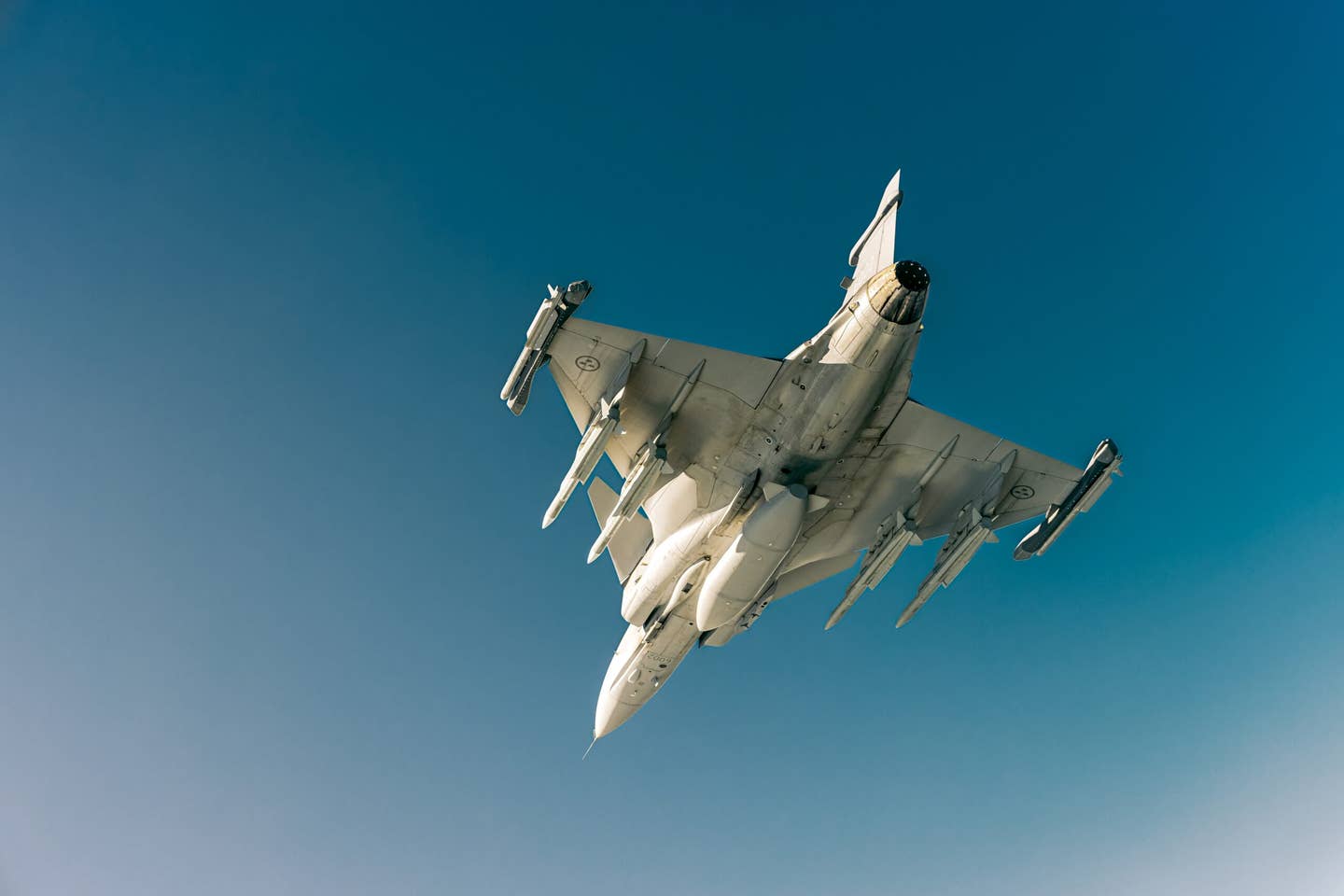 Another view of Gripen E serial 6002 with the increased-area wing. <em>Saab</em>