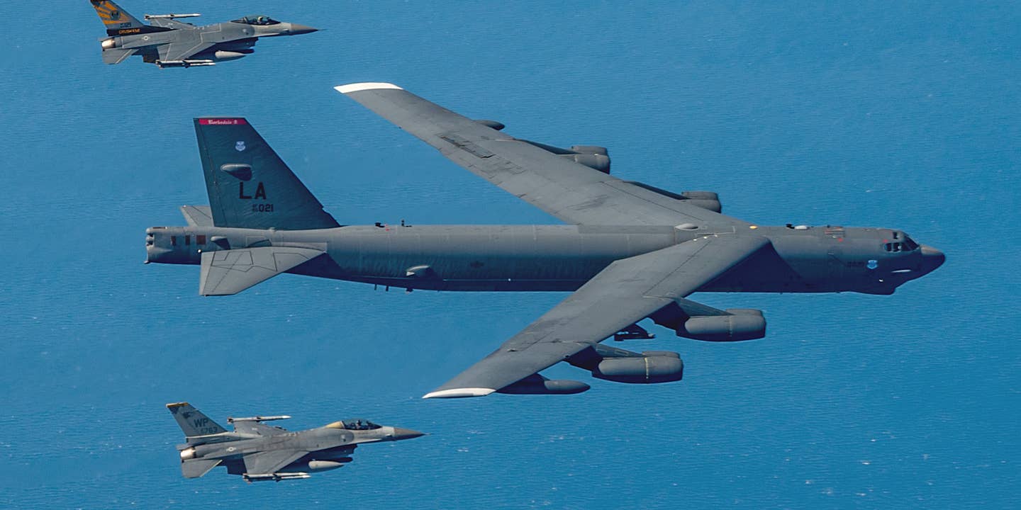 A US Air Force B-52 bomber was seen flying in East Asia recently sporting white-colored wing tips and we now know the reason why.