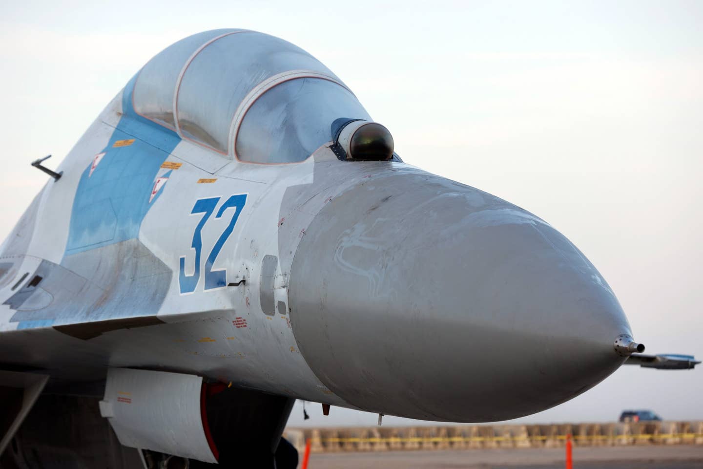 The nose of the Su-27 pictured during its arrival at the National Museum of the U.S. Air Force in September. <em>National Museum of the U.S. Air Force</em>