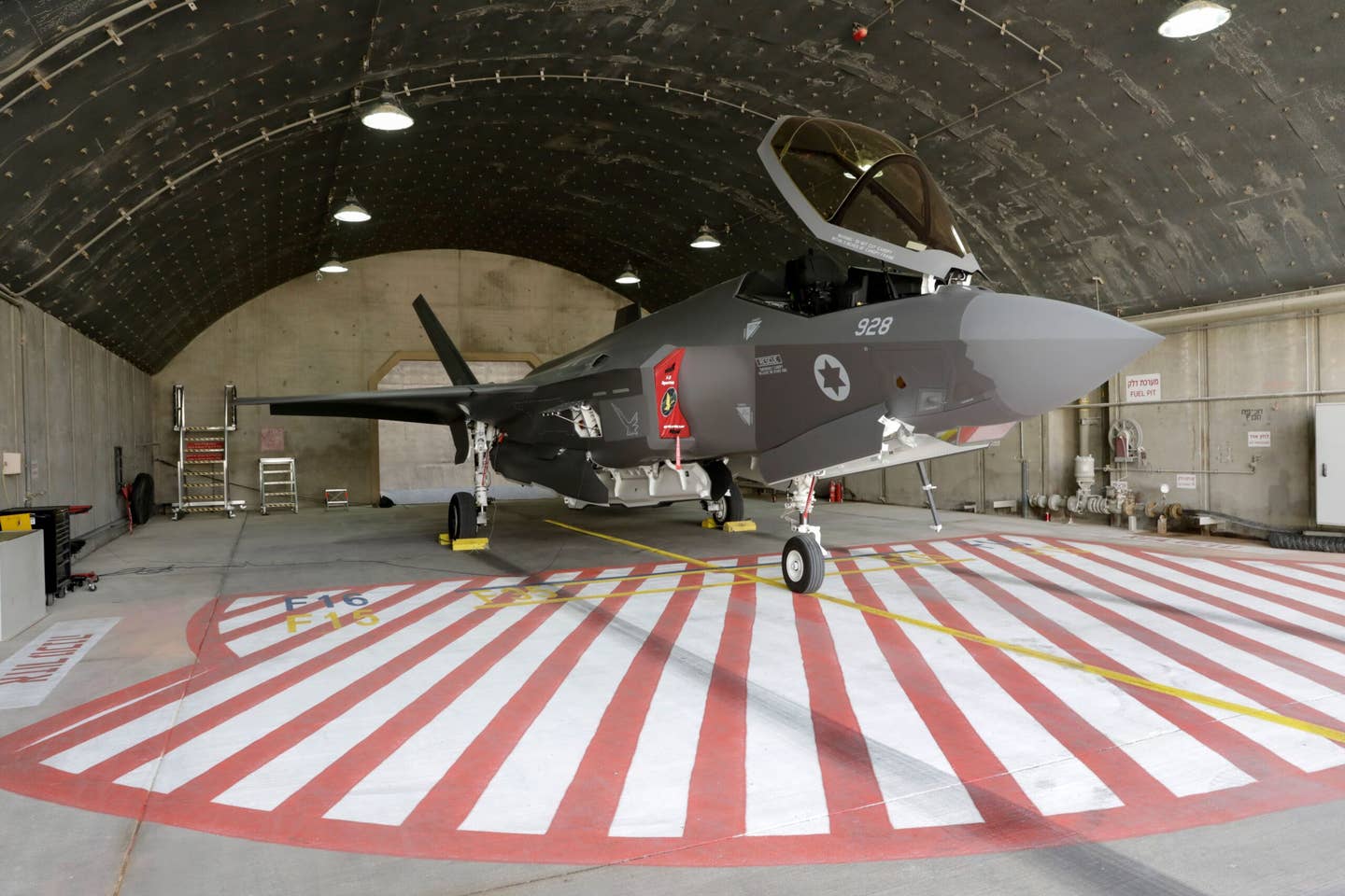 An Israeli F-35I in a hardened aircraft shelter at the Ovda Air Base, north of the Israeli city of Eilat, in 2019. <em>Photo by EMMANUEL DUNAND/AFP via Getty Images</em>